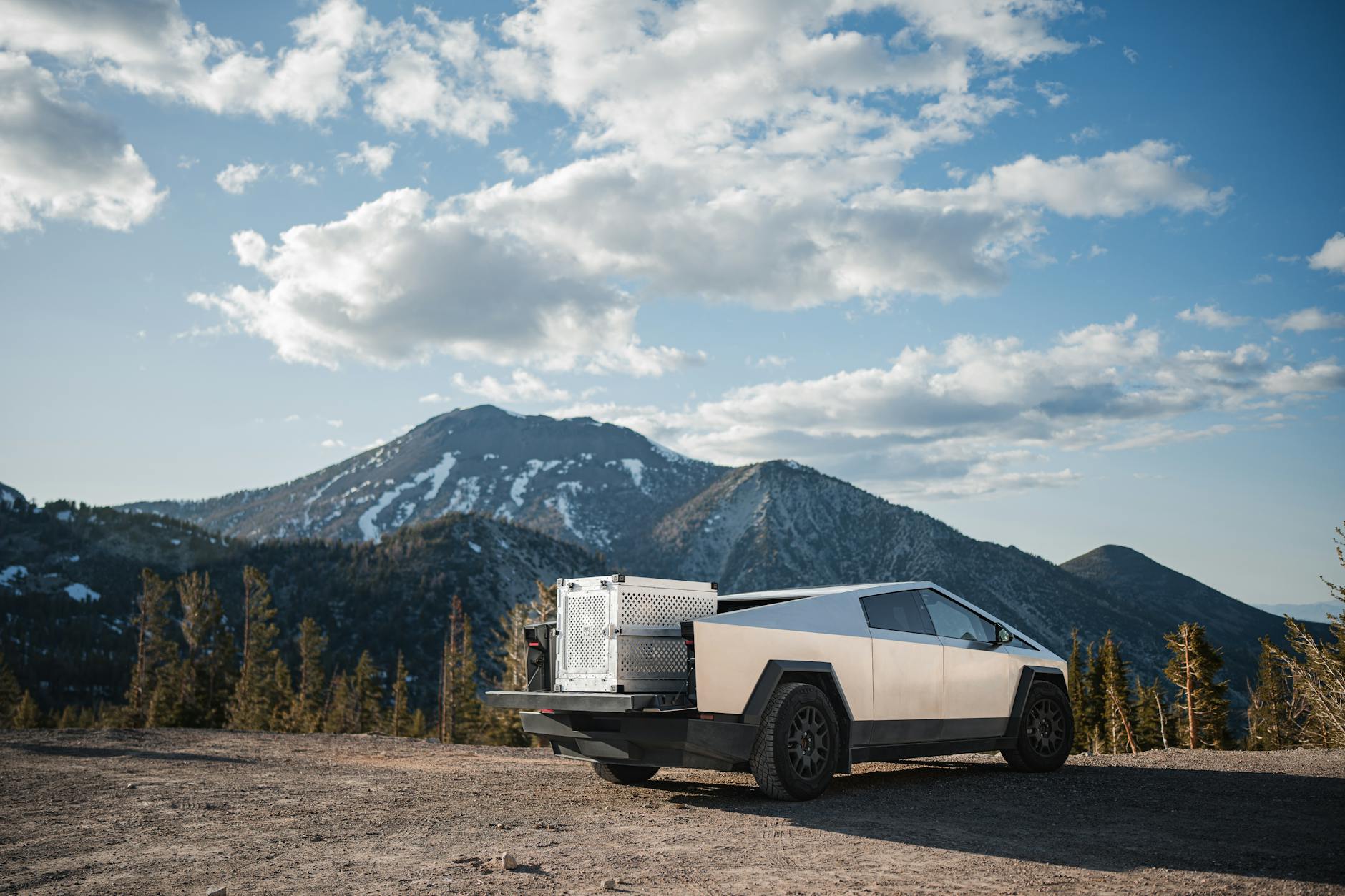 cybertruck adventure in scenic mountain landscape